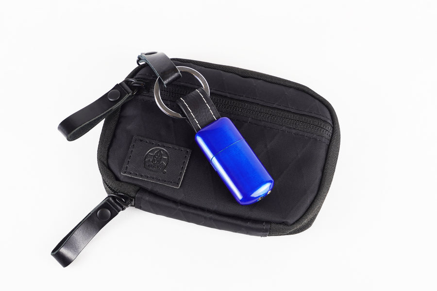 Black Mini Keychain Lighter Blue