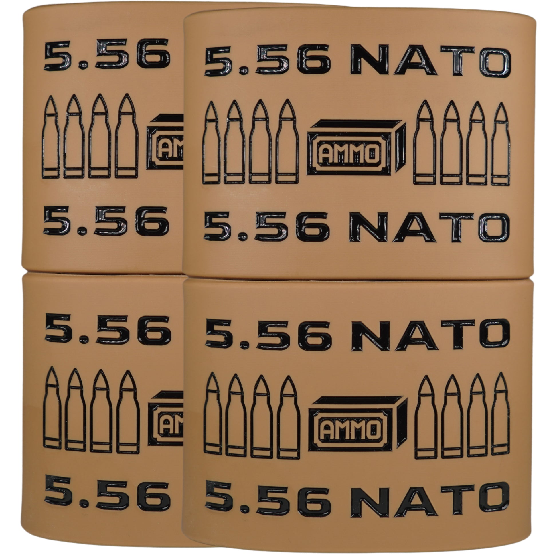 Mag-Mark Pro – 556 NATO AMMO Design | The Original Tactical Magazine Grip & Ammo ID Band 4 Pack (Brown Black)