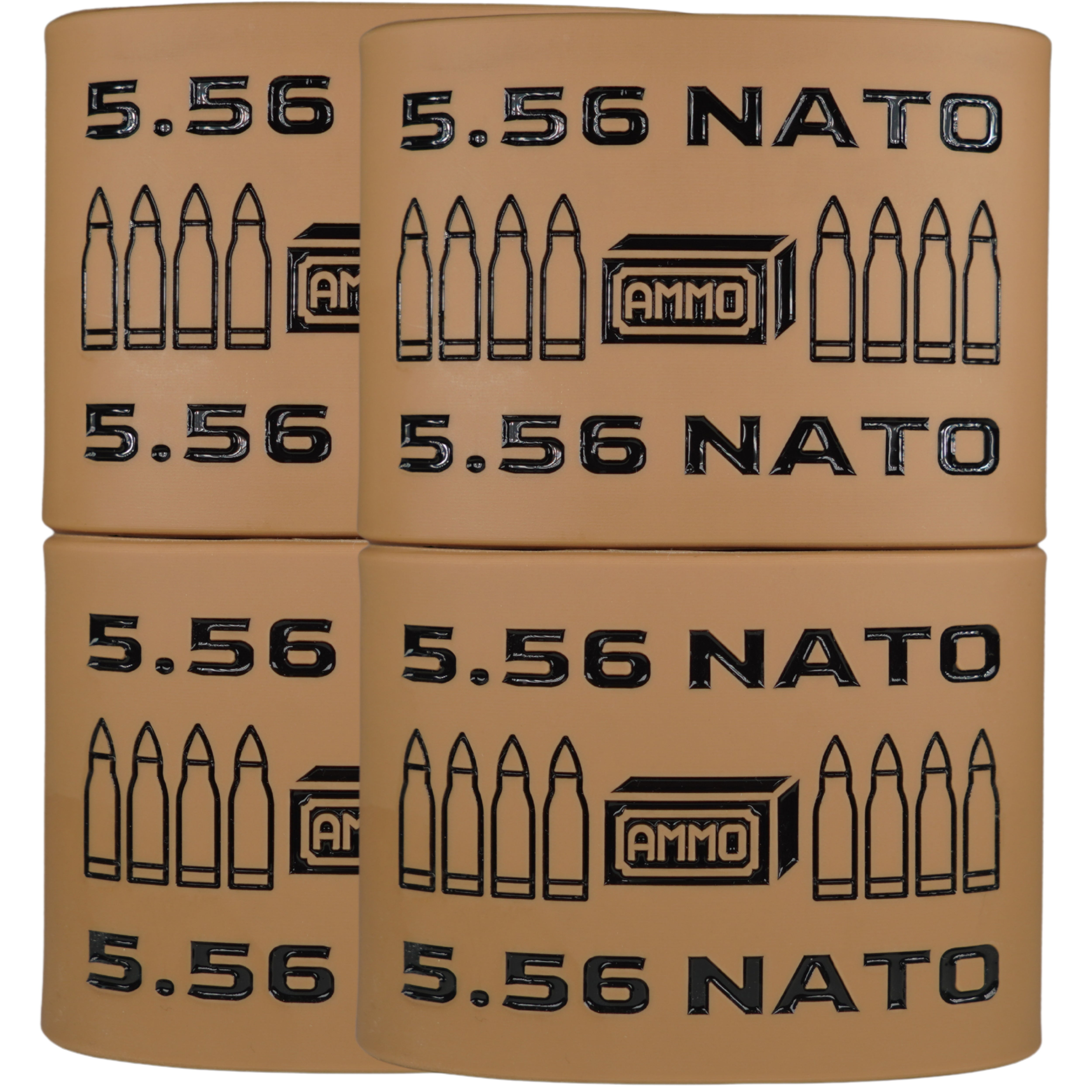 Mag-Mark Pro – 556 NATO AMMO Design | The Original Tactical Magazine Grip & Ammo ID Band 4 Pack (Brown Black)