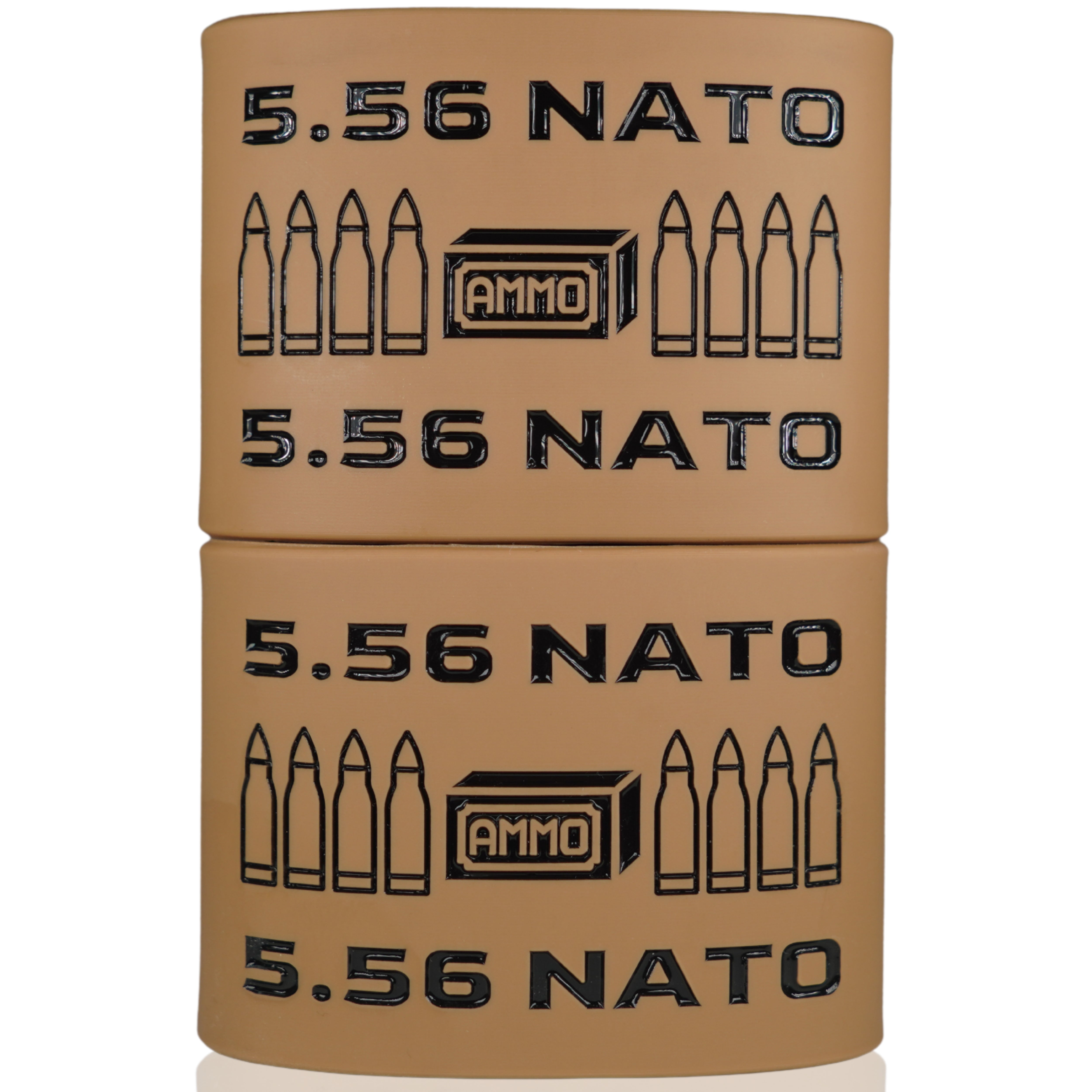 Mag-Mark Pro 5.56 NATO AMMO design side view showing secure fit on standard AR magazine