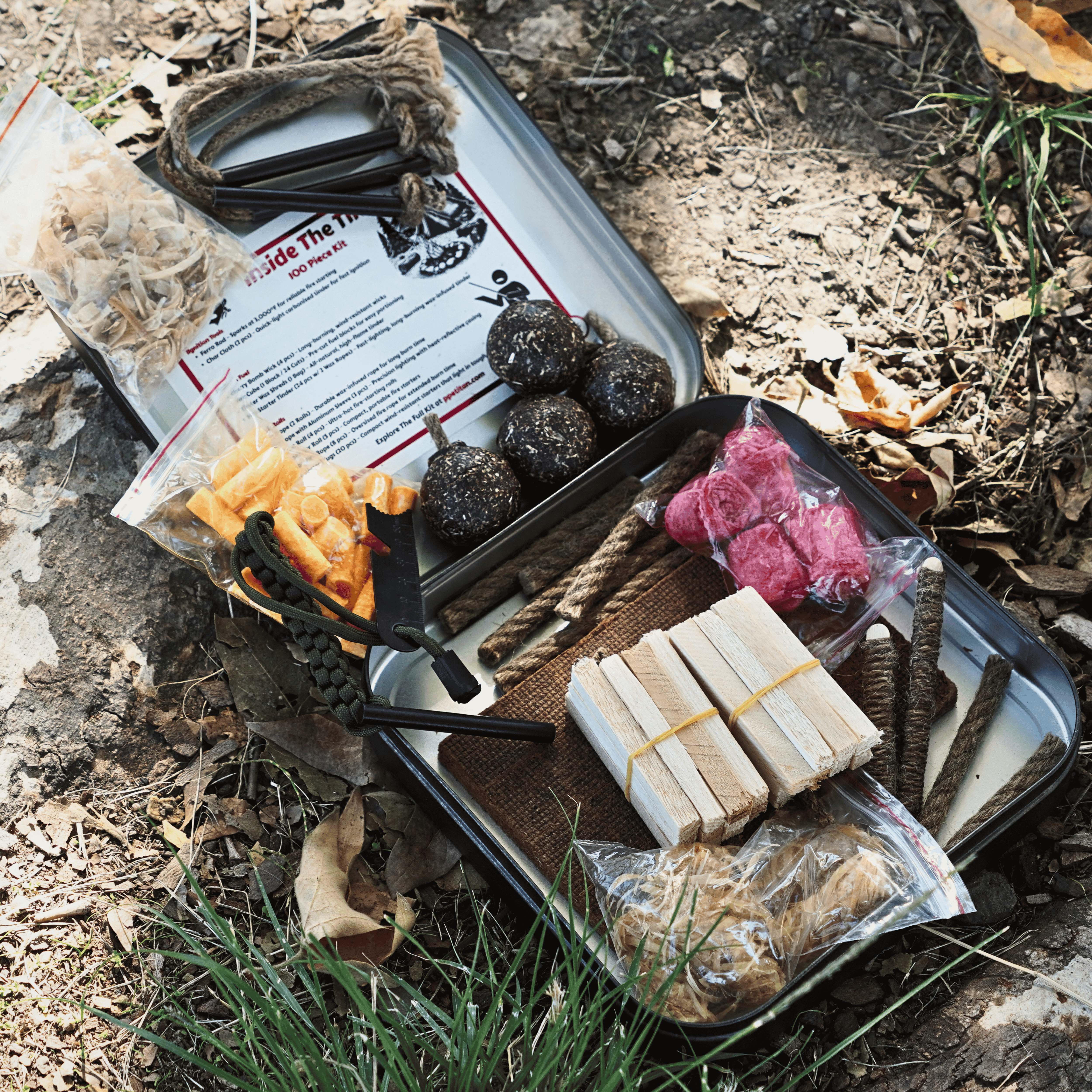 TinFerno - Fire Starter Kit | 100-Piece Survival Fire Starting System