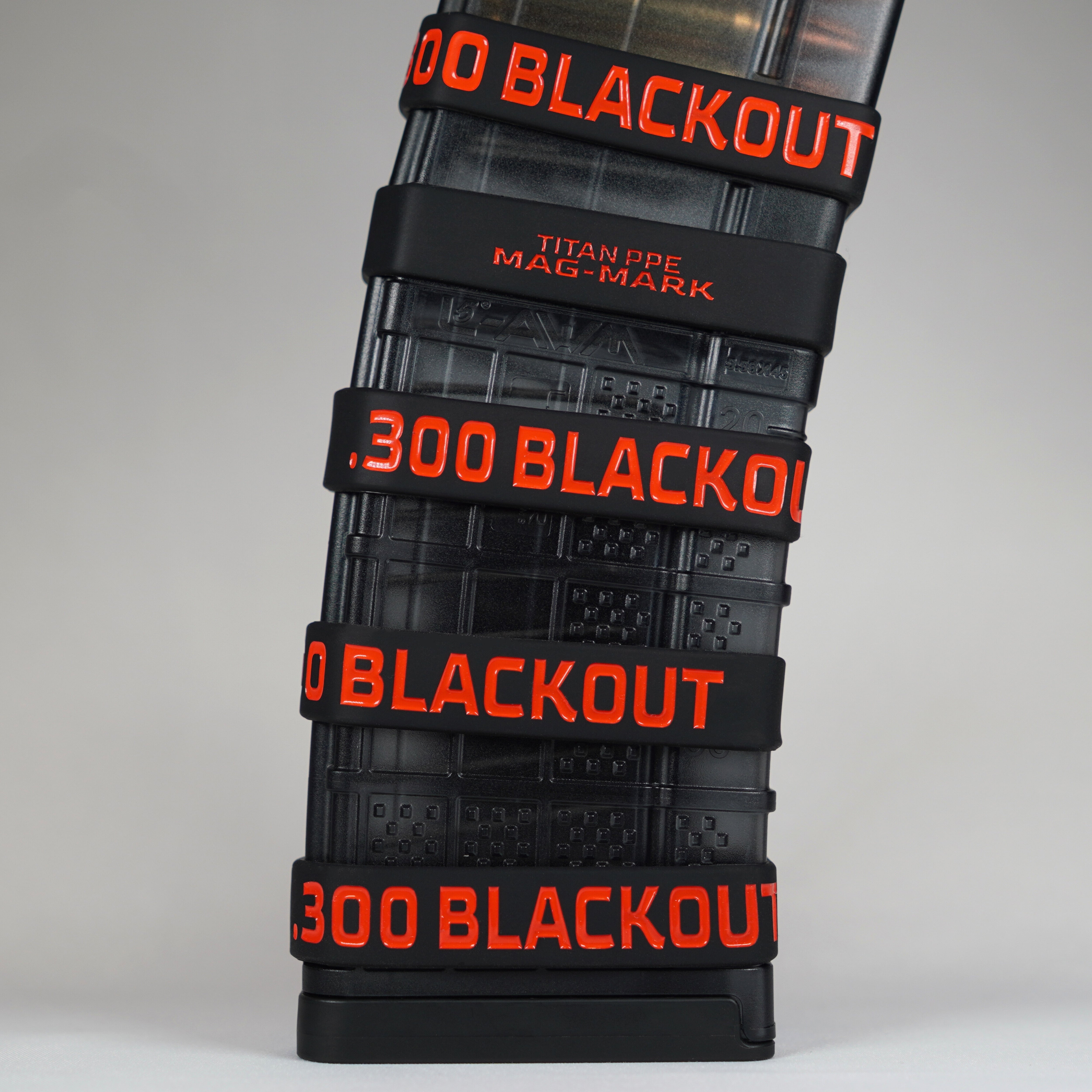 Mag-Mark .300 Blackout magazine ID band front view — color-coded caliber identification band for AR magazines