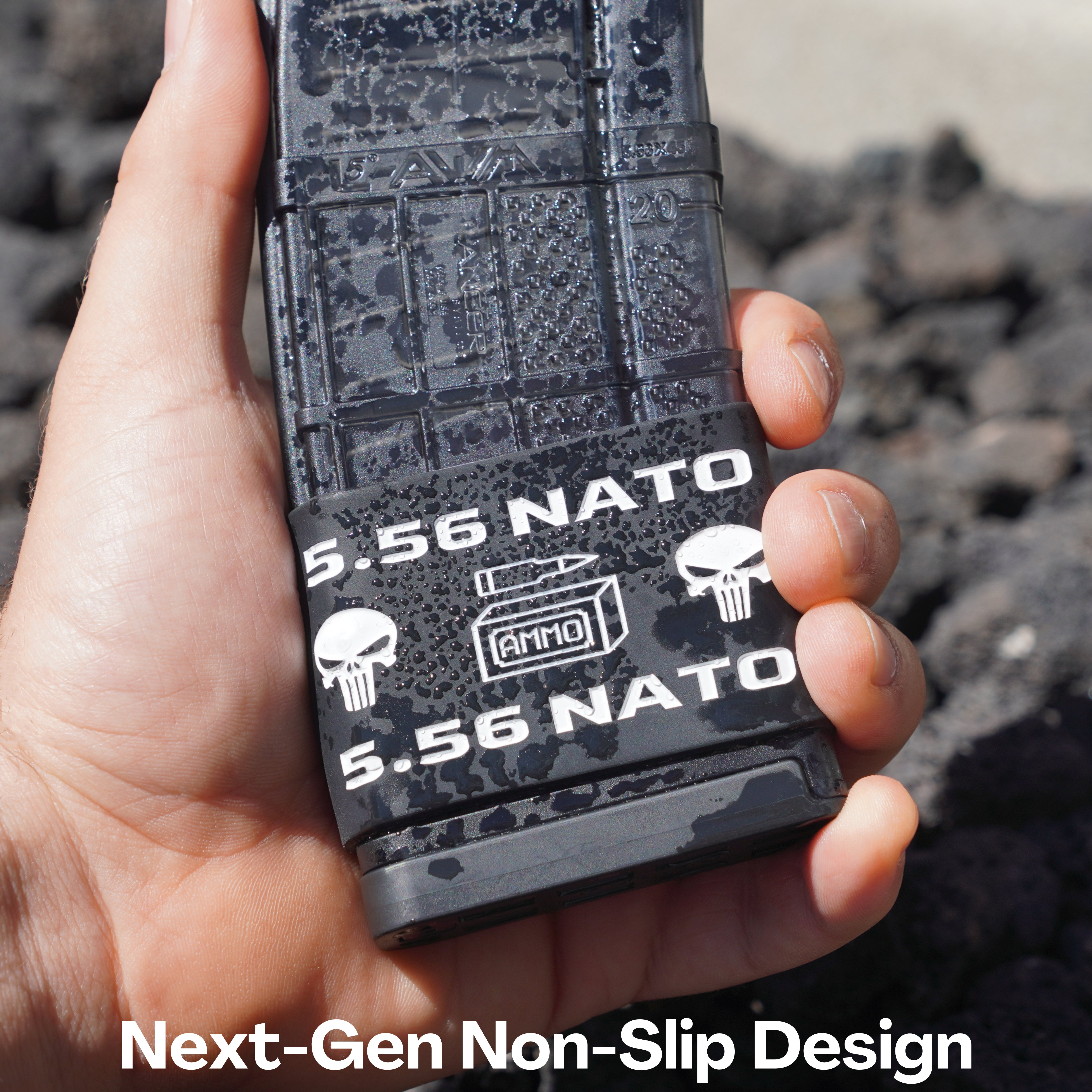 Mag-Mark Pro 5.56 NATO Punisher close-up showing skull design and 5.56 caliber identification