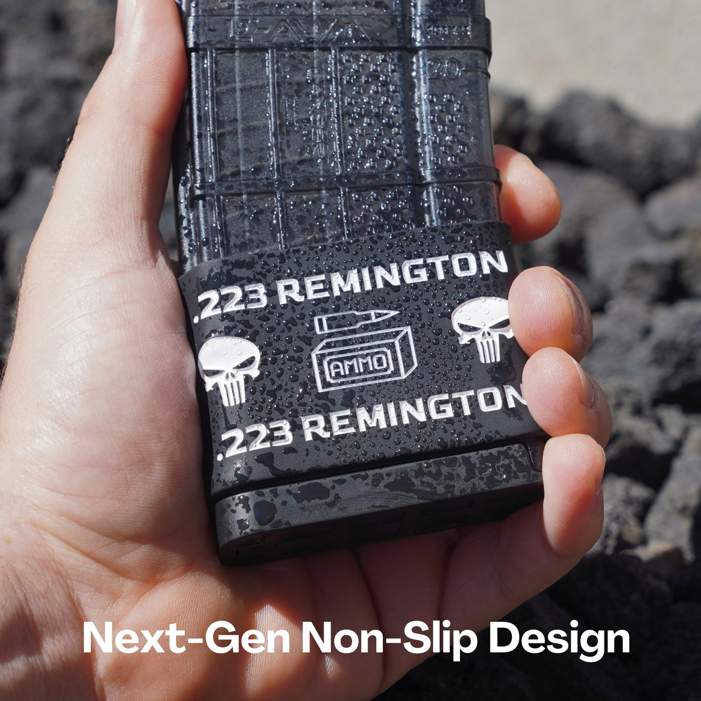 Mag-Mark Pro – 223 Remington Punisher Design | The Original Tactical Magazine Grip & Ammo ID Band