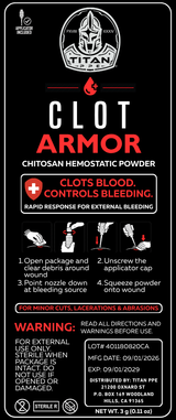 Clot Armor label with directions: applicator included