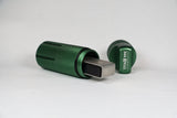 Green EDC Canister open with folded storage inside