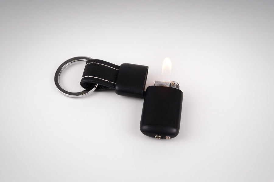 Black Mini Keychain Lighter Mini Butane Lighter with Keychain Loop