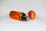 Orange EDC Canister open with folded storage inside