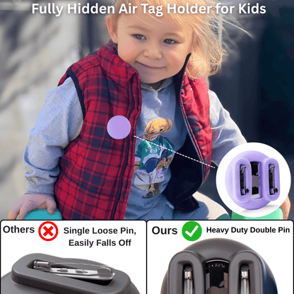 AirTag Holder for Kids - Heavy Duty Double Pin