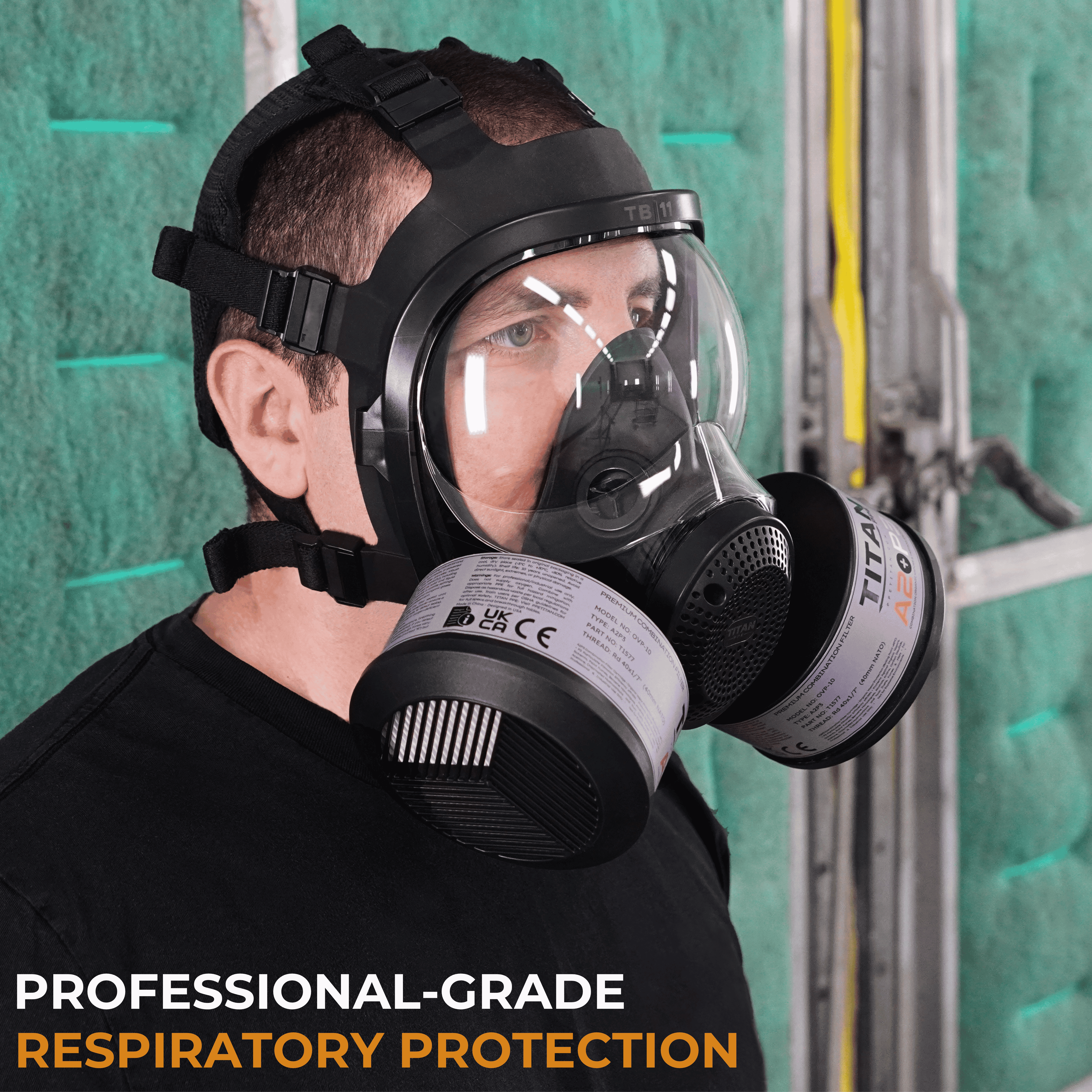TinBreather - Full Face Gas Mask Respirator Kit With 2 A2P3 Organic Vapor & Fine Particulate Filters