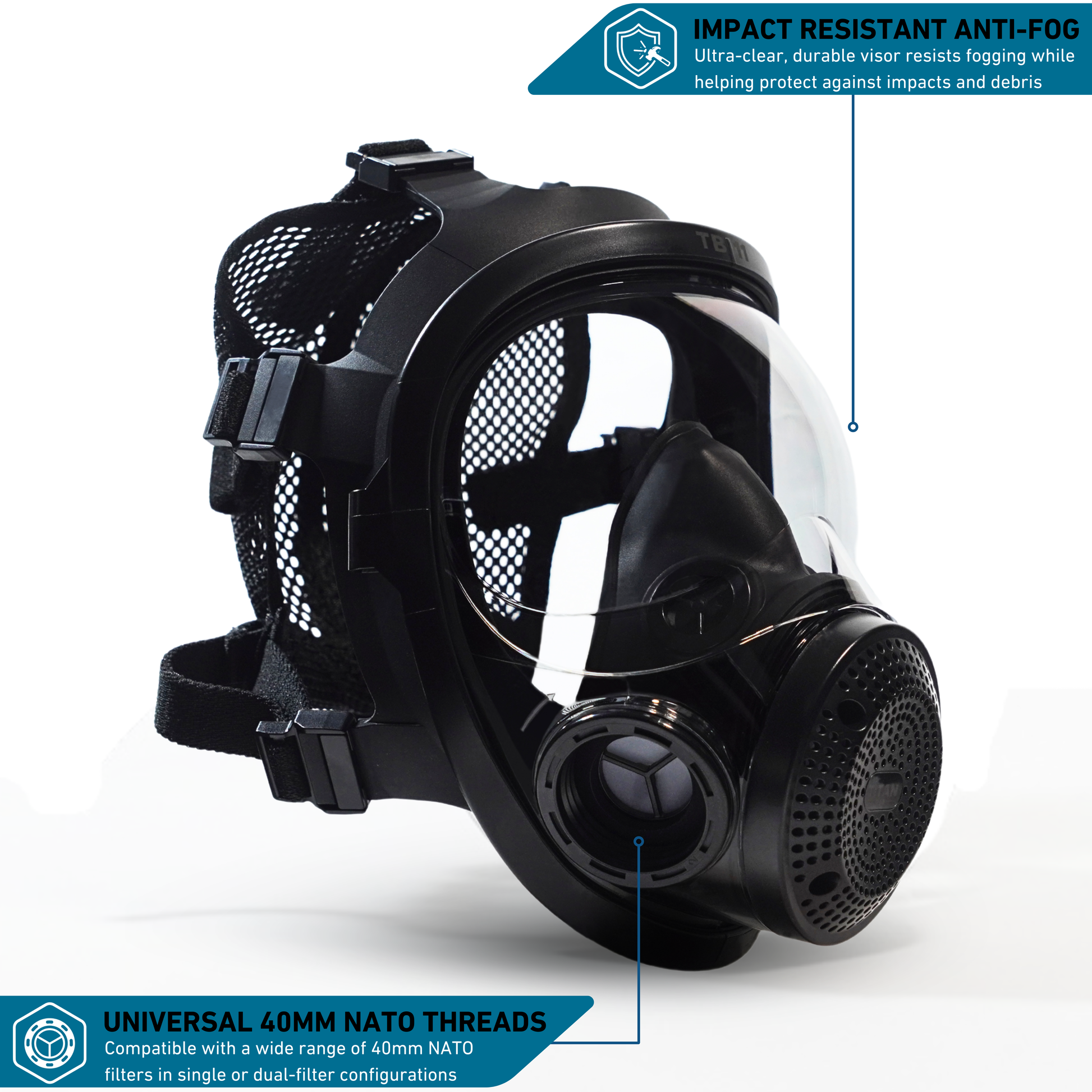 TinBreather - Full Face Gas Mask Respirator Kit | TB-11 Mask + 2 OVP-10 A2P3 Organic Vapor & Particulate Filters