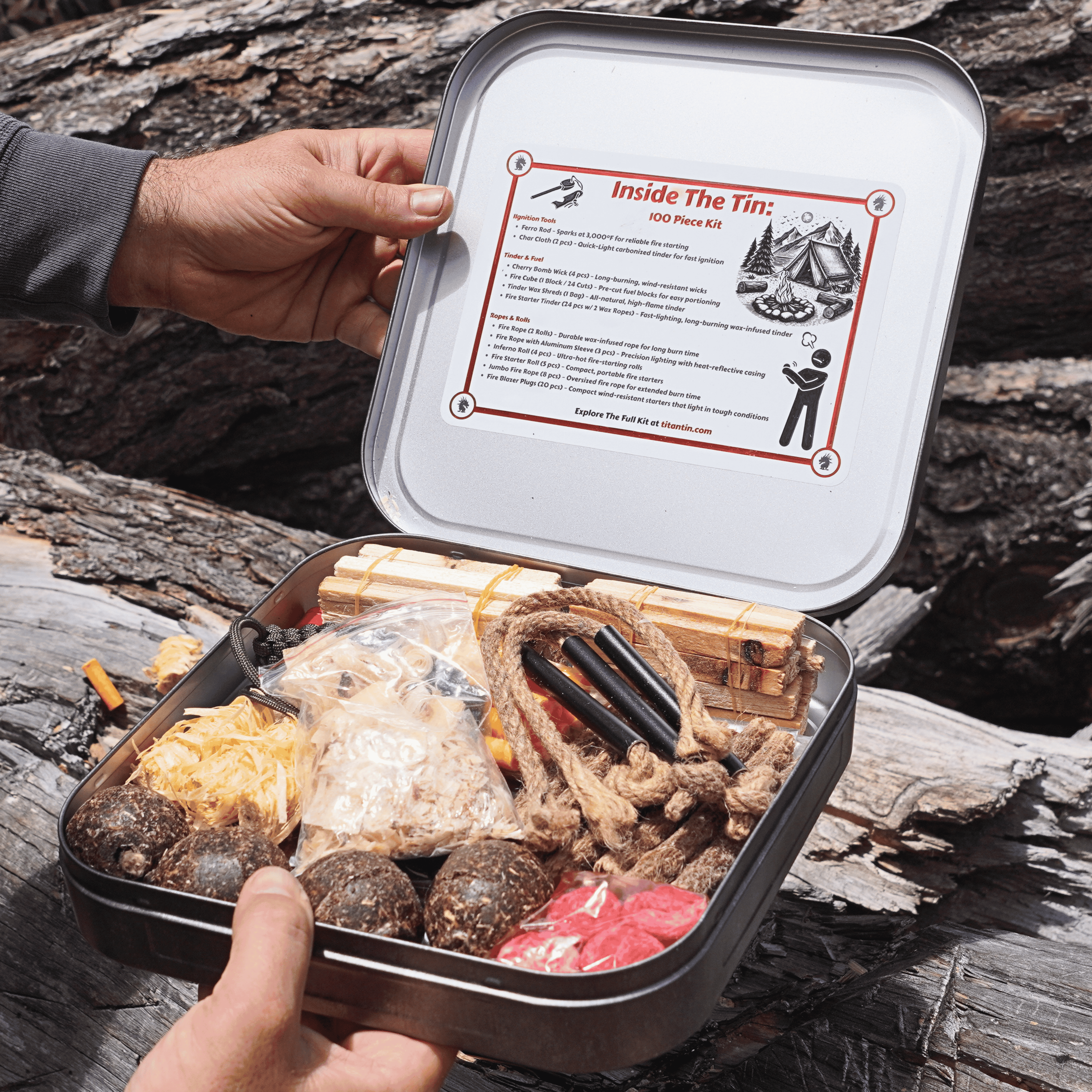 TinFerno - Fire Starter Kit | 100-Piece Survival Fire Starting System