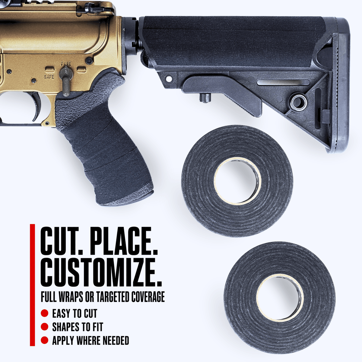 TinGrip - Black Tactical Grip Tape | Cut-to-Fit Self-Adhesive Non-Slip Grip for Knives, Tools & Outdoor Gear
