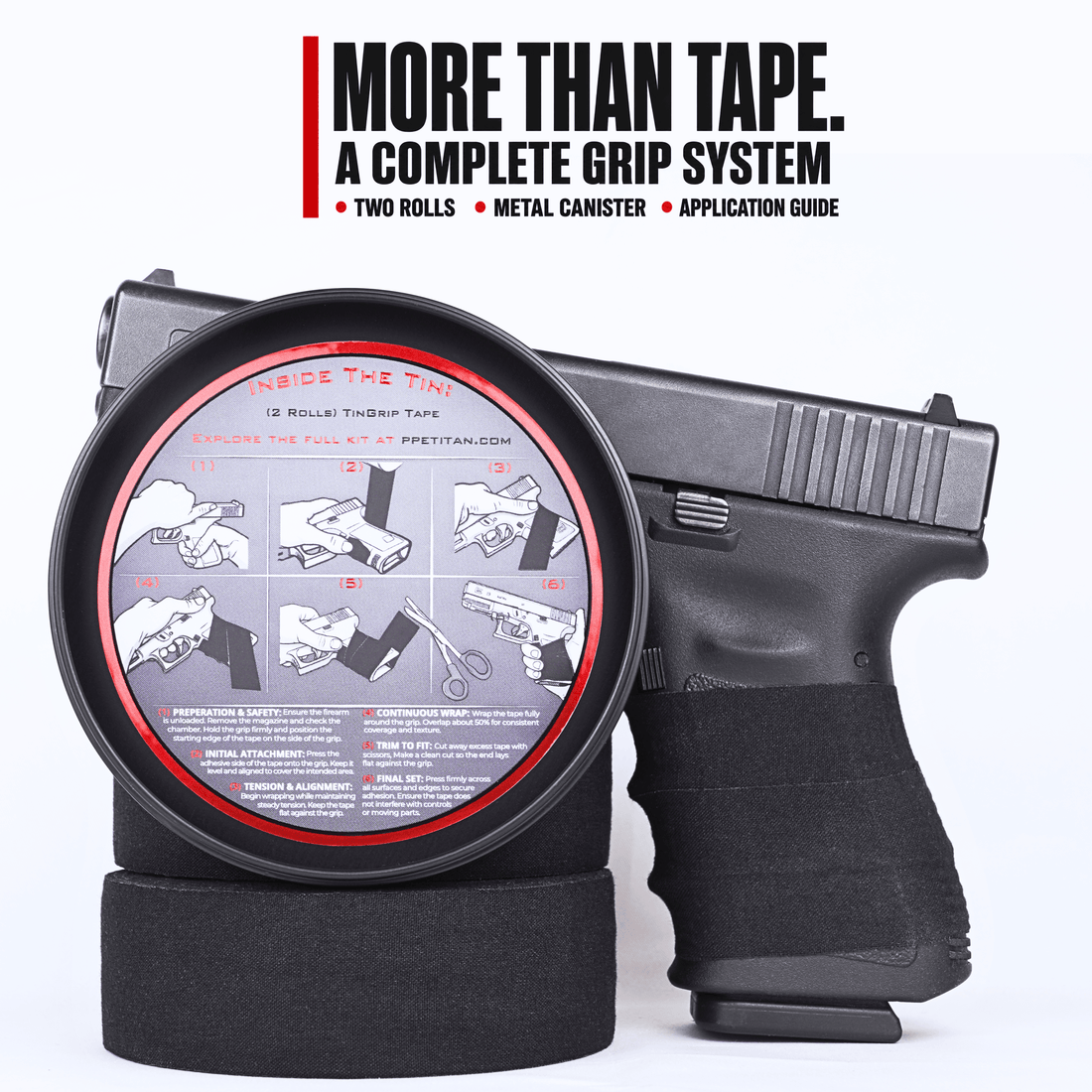TinGrip - Black Tactical Grip Tape | Cut-to-Fit Self-Adhesive Non-Slip Grip for Knives, Tools & Outdoor Gear