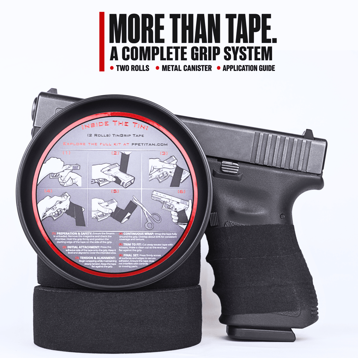 TinGrip - Black Tactical Grip Tape | Cut-to-Fit Self-Adhesive Non-Slip Grip for Knives, Tools & Outdoor Gear