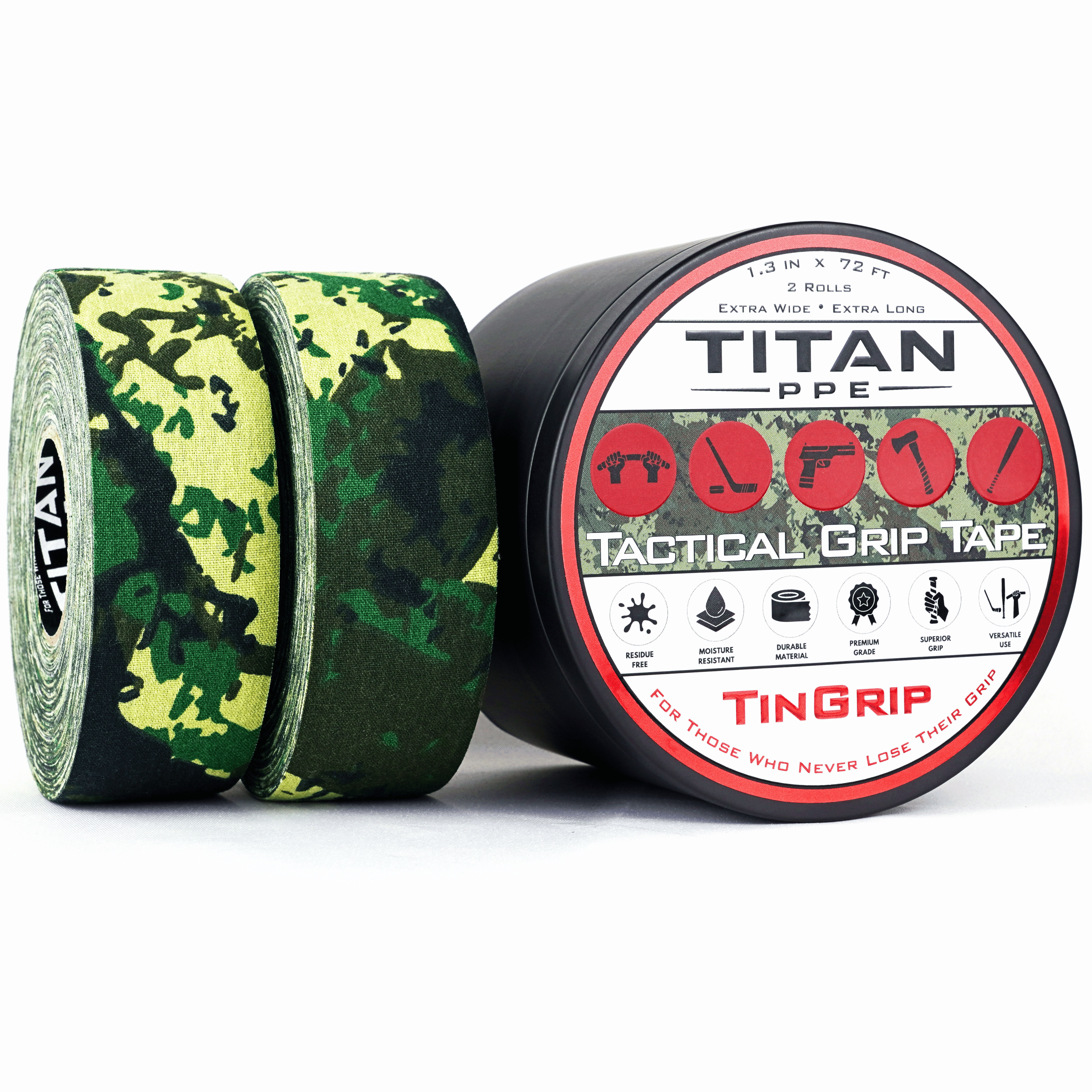 TinGrip - Black Tactical Grip Tape | Cut-to-Fit Self-Adhesive Non-Slip Grip for Knives, Tools & Outdoor Gear