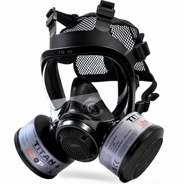 full-face respirator mask with dual A2P3 filters, full face respirator
