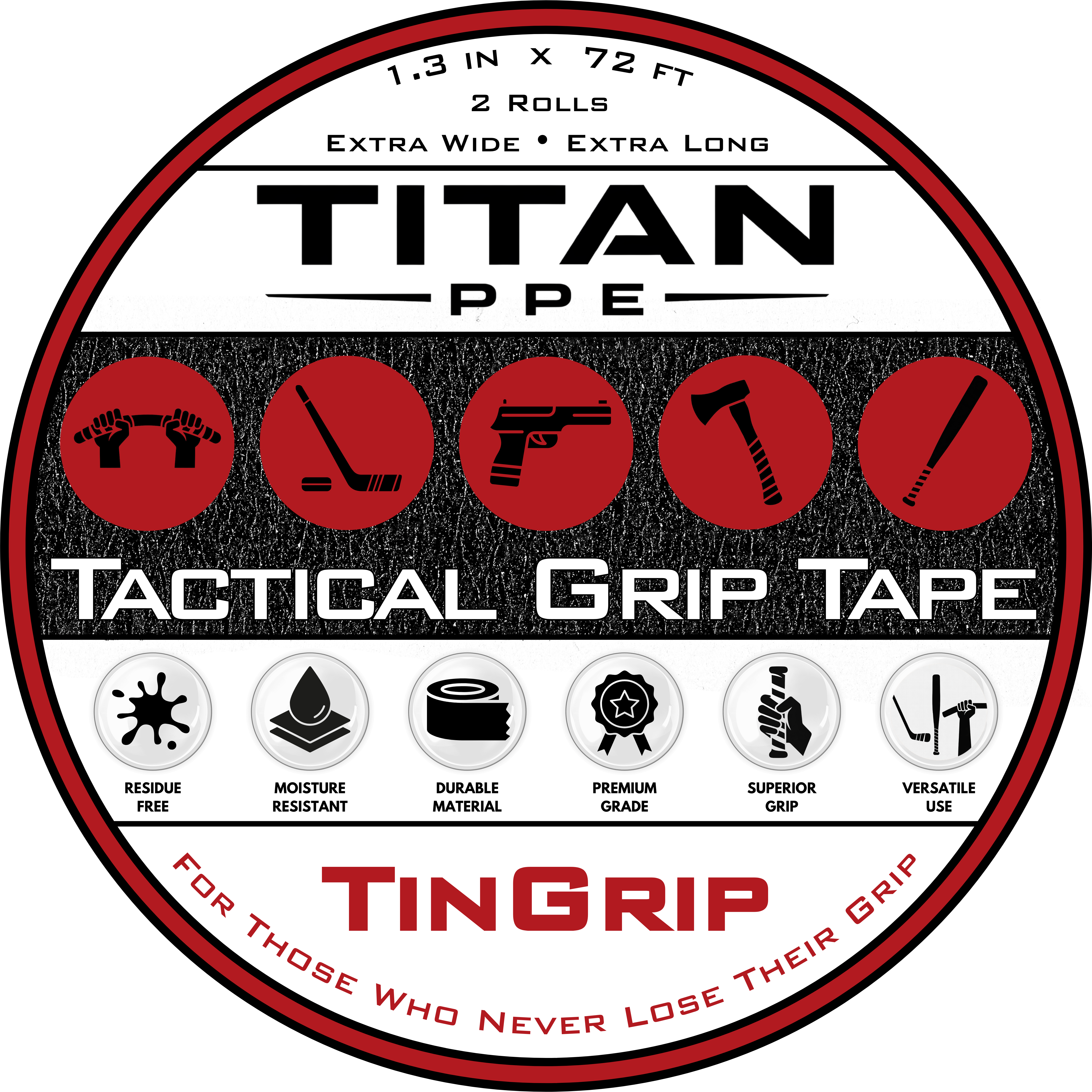 TinGrip gun grip tape non-slip self-adhesive rubberized tactical grip tape for pistols AR-15 handguards shotguns and tactical firearms and gear
