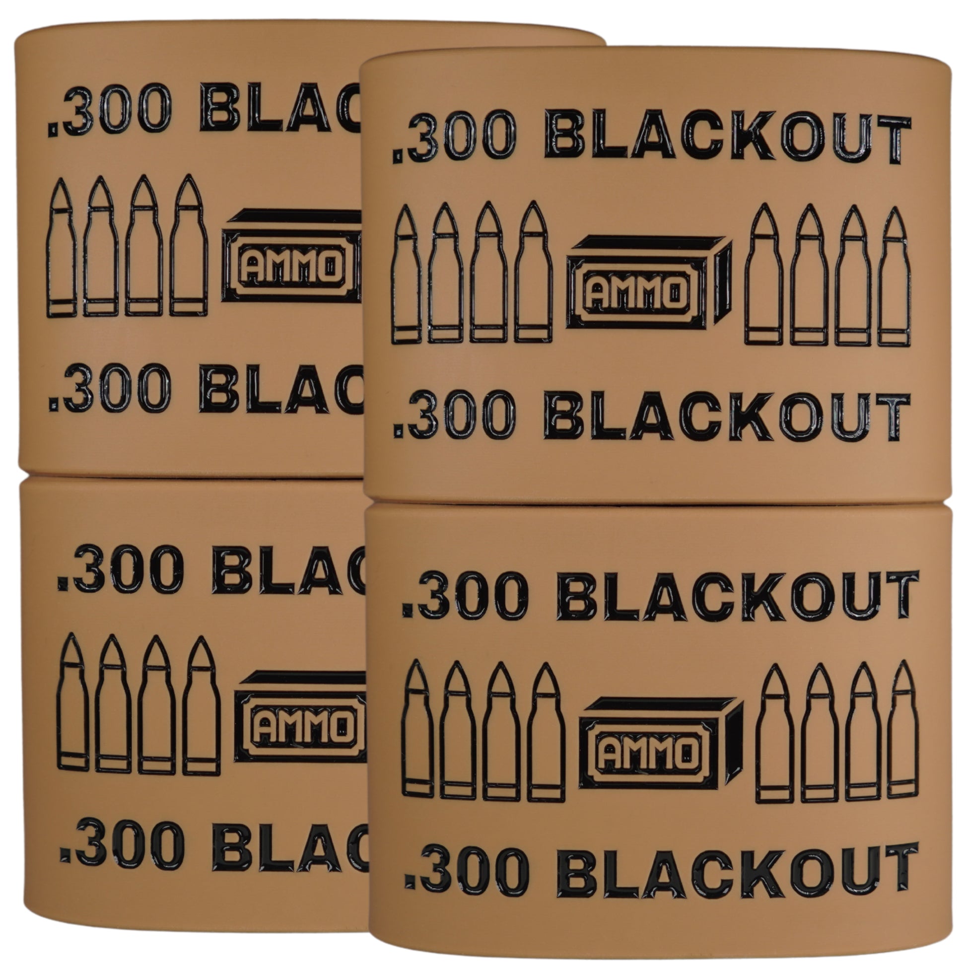 Mag-Mark Pro – 300 Blackout AMMO Design | The Original Tactical Magazine Grip & Ammo ID Band (4 Pack) Brown Black
