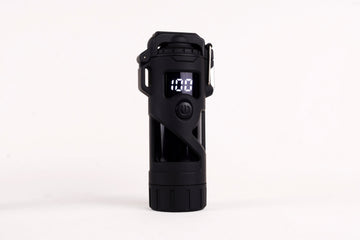 Black Plasma Torch Light front view with digital battery display