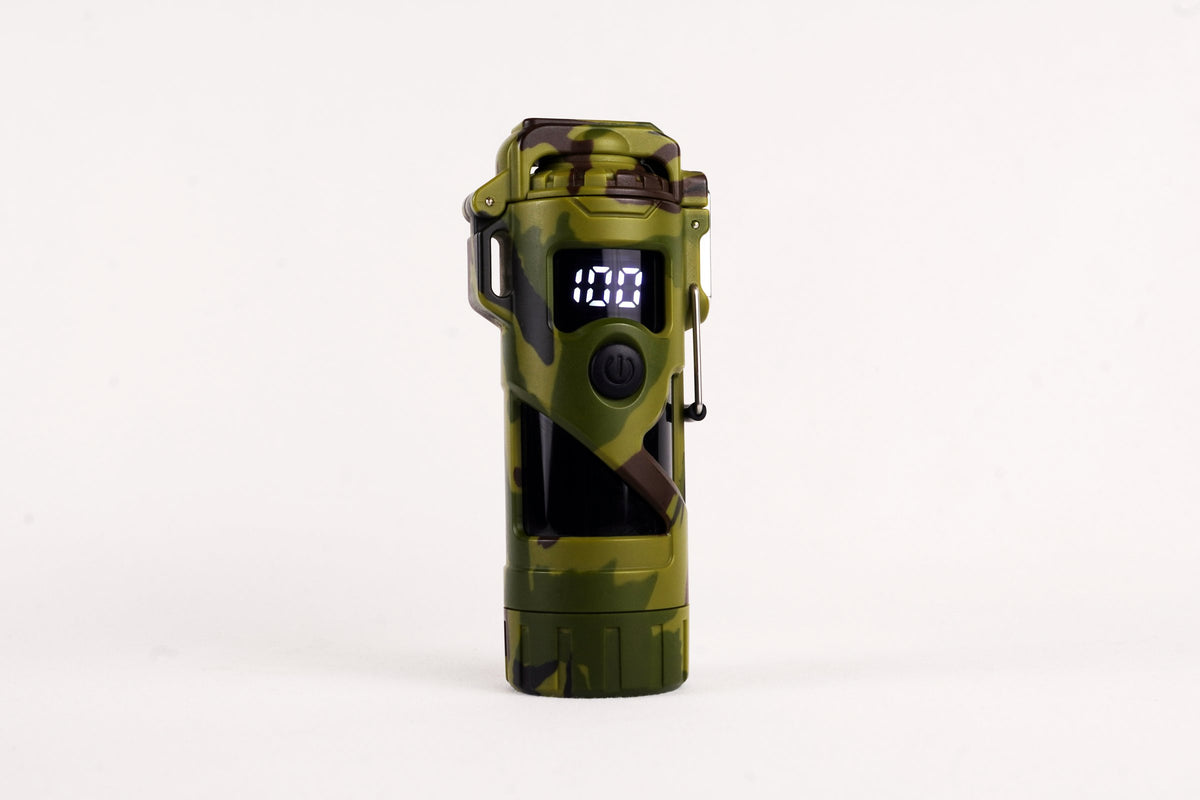 Camo Plasma Torch Light front view with digital battery display